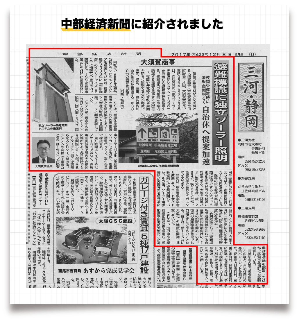 中部経済新聞に紹介されました